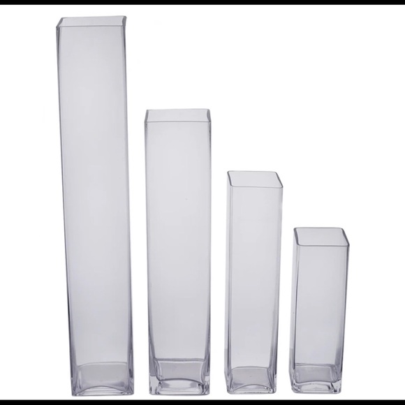 2-pcs | 12” inches L x 3” inches W Square Glass Block Vase - Picture 8 of 10